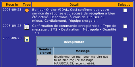 logiciel de caisse gestmag 2005 : les SMS